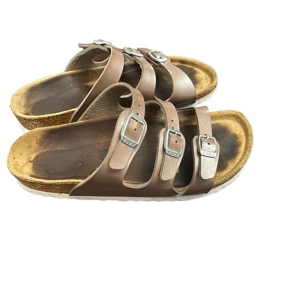 Birkenstock Florida Soft Footbed “Pearly Hazel” Mocha Shiny Size 39 Narrow Fit - Picture 3 of 7